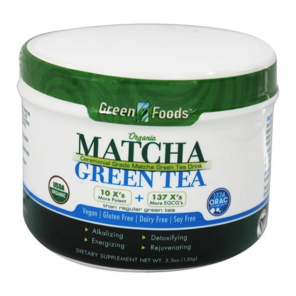 Green Foods Organic Matcha Green Tea, Vegan, Dairy Free - 5.5 Oz, 3 Pack