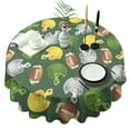 thumbnail image 1 of Green Football Helmets and Balls Pattern Round Tablecloth 60"x60",Wrinkle Wipeable Table Cloth for Kitchen Dining Room Picnic Patio Party, 1 of 6