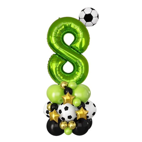 Green Football Number 8 Foil Balloon for Themed Birthday Sports Party Decor