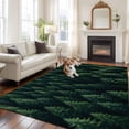 thumbnail image 1 of Green Forest Area Rug 5x7 FT, Non Slip Bedroom Throw Carpet, Modern Pine Trees Mysterious Art Washable Soft Floor Carpet Non-Shedding Rug for Dining Room Bedside Classroom Desk, 1 of 9