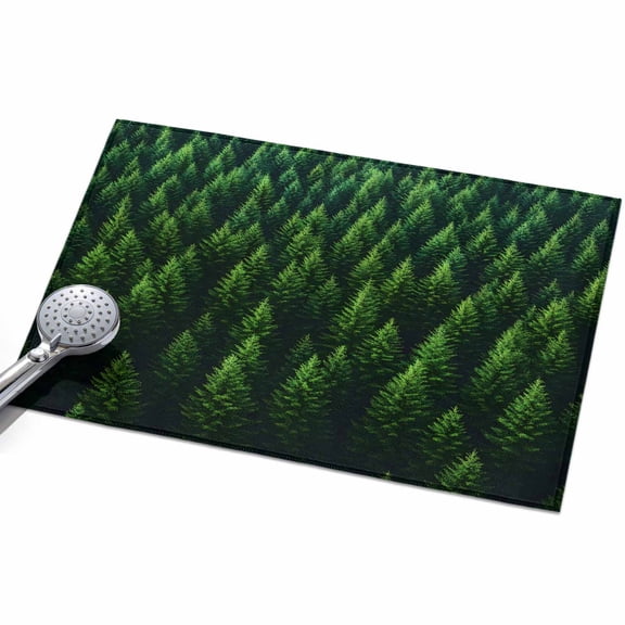 Green Forest Area Rugs 2x3ft Pine Trees Forest Landscape Style Summer Floor Rug&nbsp;Non Slip Low Pile Ultra Soft Throw Carpet for Entryway Indoor Entrance Kitchen Bathroom