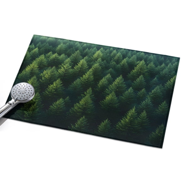 Green Forest Area Rugs 2x3ft Pine Trees Forest Summer Landscape Floor Rug&nbsp;Non Slip Low Pile Ultra Soft Throw Carpet for Entryway Indoor Entrance Kitchen Bathroom