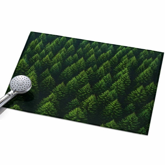 Green Forest Area Rugs 2x3ft Summer Pine Trees Forest Landscape Art Floor Rug&nbsp;Non Slip Low Pile Ultra Soft Throw Carpet for Entryway Indoor Entrance Kitchen Bathroom