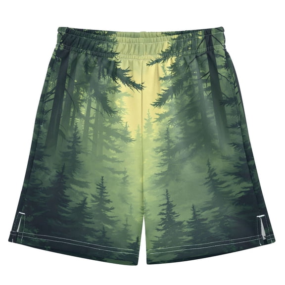 Green Forest Athletic Shorts Breathable with Comfort Fit Drawstring Casual Sweatshorts X-Large