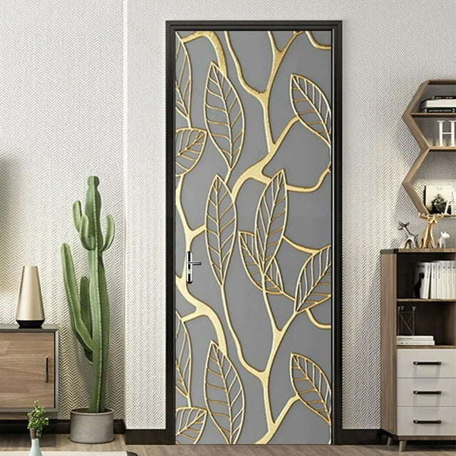 Green Forest Bridge Self-adhesive Door Wallpaper 3D PVC Home Decor ...