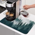 thumbnail image 1 of Green Forest Dish Drying Mats for Kitchen Counter, Misty Pine Trees Foggy Green Trees Absorbent Coffee Bar Mat with Non-slip Rubber Backed Quick Drying Dish Rack Pad 16"x24", 1 of 9