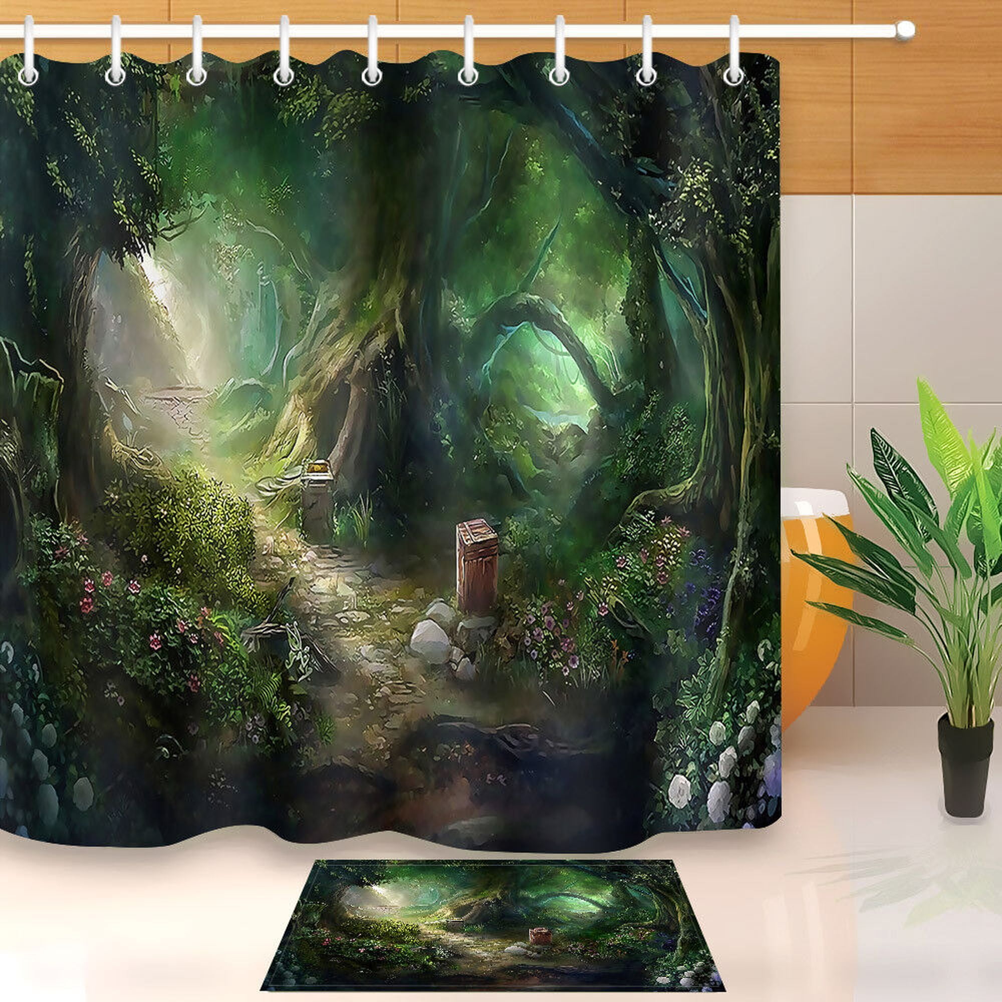 Green Forest Dream Shower Curtain - Create a Magical Bathroom Oasis 