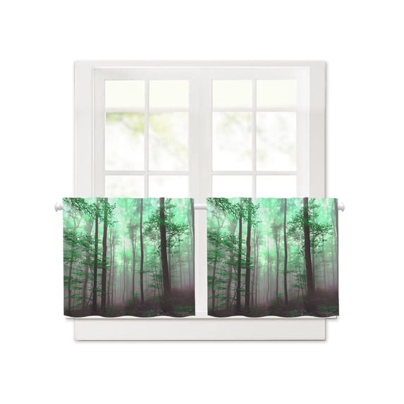 Green Forest Kitchen Curtains - 30 Inch Length Kitchen Window Curtains ...