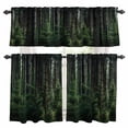 thumbnail image 1 of Green Forest Kitchen Curtains Sets for Windows 24 Inch Length, Mysterious Primitive Forest Pine Tree Rod Pocket Window Treatments Tier Curtains and Valances Set for Bedroom/Bathroom, 1 of 8