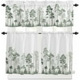 thumbnail image 1 of Green Forest Kitchen Curtains and Valances Set, Rod Pocket Curtains Tier Farmhouse Window Curtains 36 Inch Length, Pine Maple Nature Trees Watercolor Rustic 3 Piece Kitchen Curtains Set, 1 of 6
