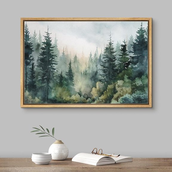 Green Forest Landscape Minimalist Poster, Unframed Size 12x18