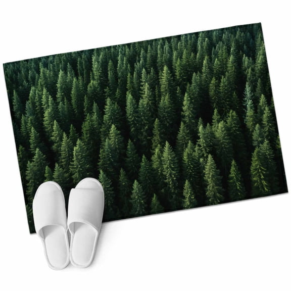 Green Forest Large Area Rugs for Bedroom Living Room, Soft Non Slip Carpet Bedside Rug, Pine Trees Modern Mysterious Art Rectangular Floor Cover Kitchen Accent Rug 2'x3' for Dining Room/Office