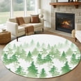 thumbnail image 1 of Green Forest Large Round Rug 8 FT, Non Slip Living Room Area Carpet, Contemporary Silhouette Abstract Art Washable Soft Circle Rug Non-Shedding Floor Carpet for Bedroom Office Dining Room, 1 of 9