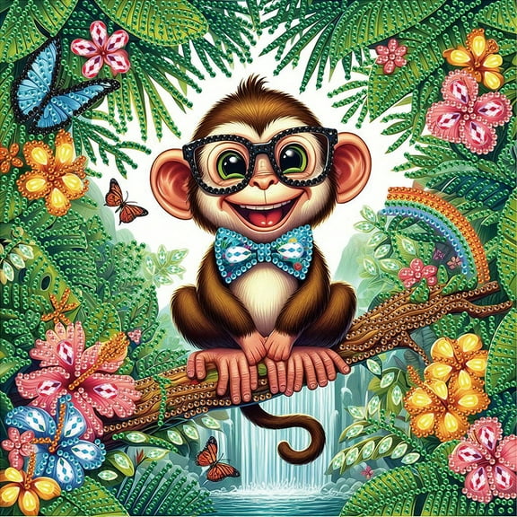 Green Forest Monkey Diamond Art Painting Kit