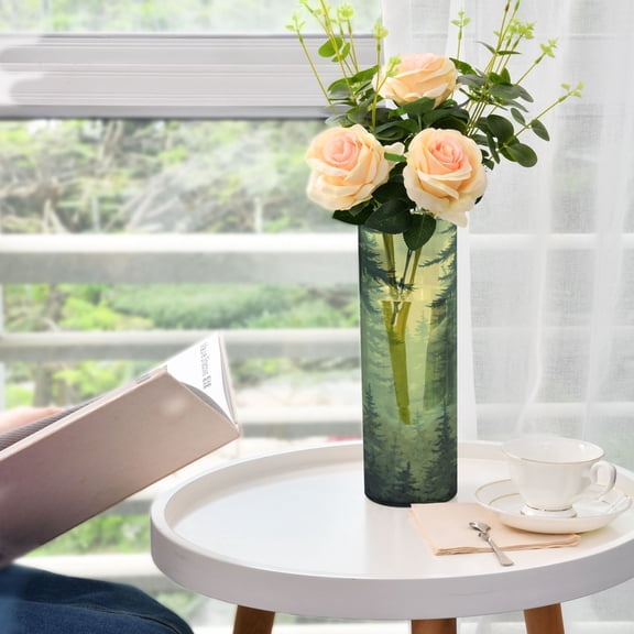 Green Forest Plastic Vase 11.8'' x 3.9'' Transparent Non Breakable Decorative for Family