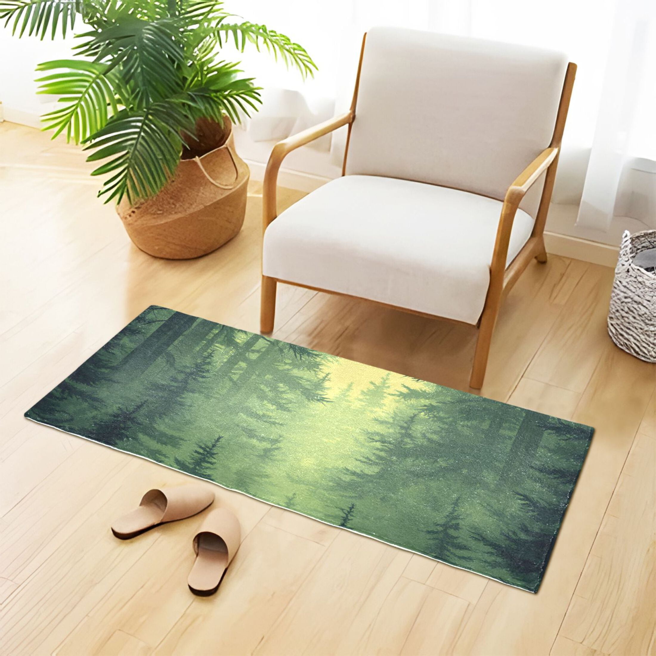 Green Forest 39x20" Bath Mat Carpet, Absorbent and Non-Slip for Kitchen or Bathroom, Quick-Drying