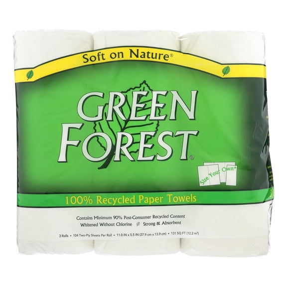 Green Forest Premium Paper Towels - White - Case of 10 - 3 Roll