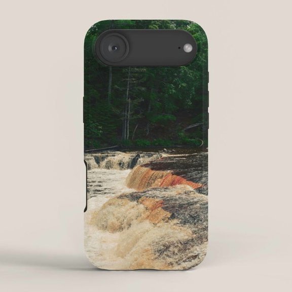 Green Forest River Rapids and Rocks Tough Case for Apple iPhone, Polycarbonate Shell with TPU Liner