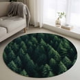 thumbnail image 1 of Green Forest Round Area Rug 3.3 FT, Non Slip Small Entryway Kitchen Mat, Modern Pine Trees Mysterious Art Washable Soft Circular Rug Non-Shedding Door Mat for Bathroom Playroom Kids Room, 1 of 9