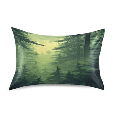 Green Forest Satin Pillowcase 20''x26'' Double-Sided Print Soft Wrinkle Resistant