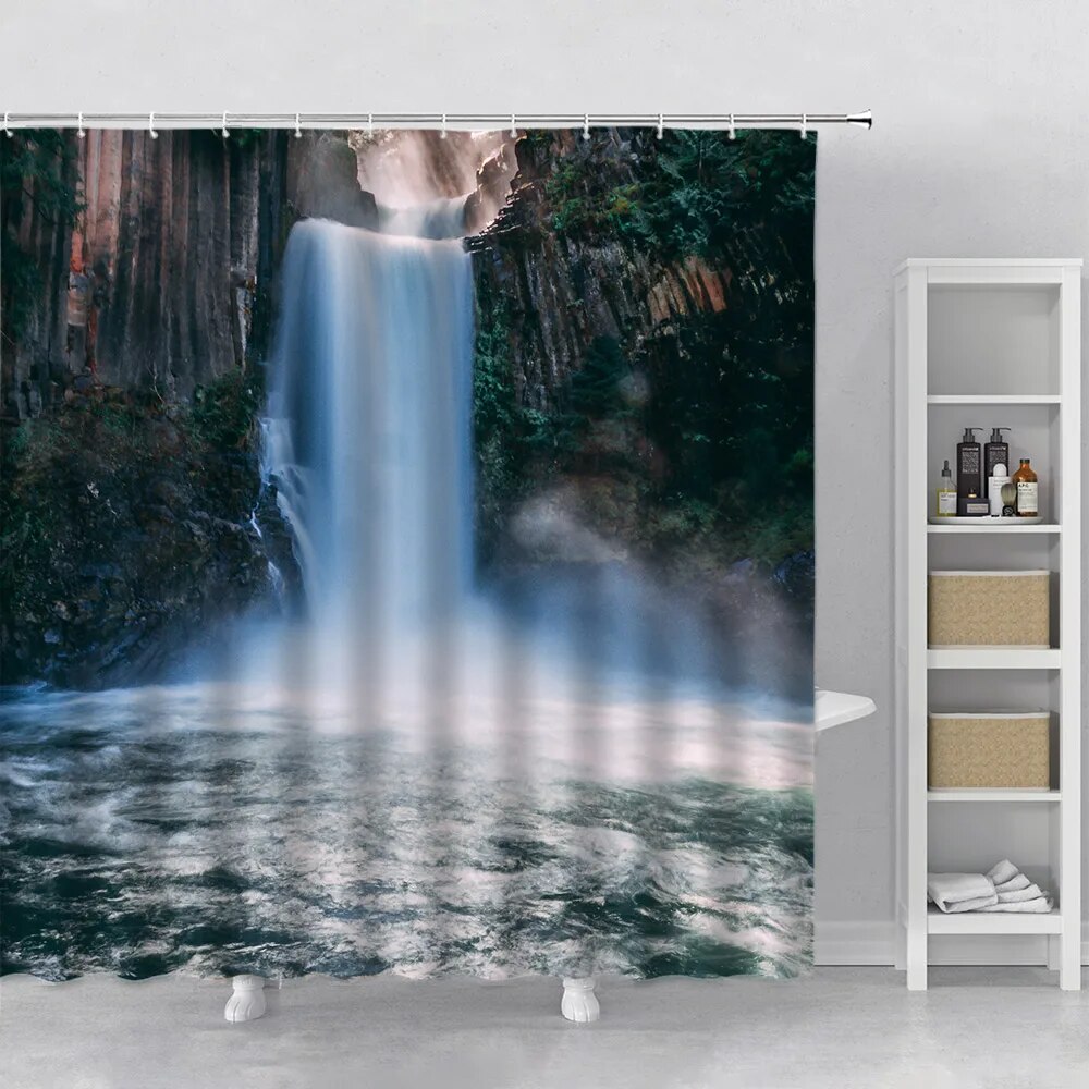 Green Forest Shower Curtain for Bathroom Tropical Jungle Rainforest