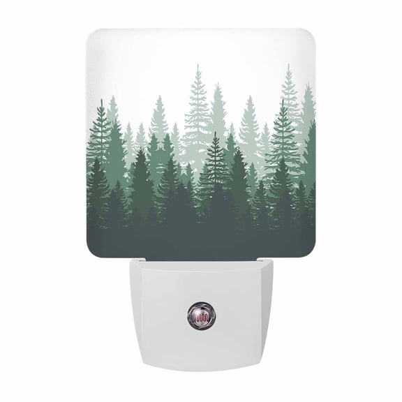 Green Forest Tree Plug-in LED Night Lights Misty Forest Tree Silhouette Nature Auto Dusk-to-Dawn Sensor for Bedroom, Bathroom, Kitchen, Nursery, Hallway, Stairs, Wall Home Decor