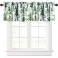 thumbnail image 1 of Green Forest Tree Valance Curtain, Pine Coniferou Trees Forest Watercolor Design Windows Curtain Valance for Kitchen Dining Room Canteens Home Decor, One Panel 54x18in, 1 of 6