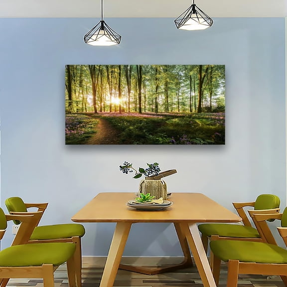 Green Forest Wall Art for Living Room Bedroom Office Large Landscape Nature Tree of Life Canvas Wall Art Kitchen Sunlight Grass Flower Pictures Modern Wall Decor Paintings Artwork 20 * 40inch