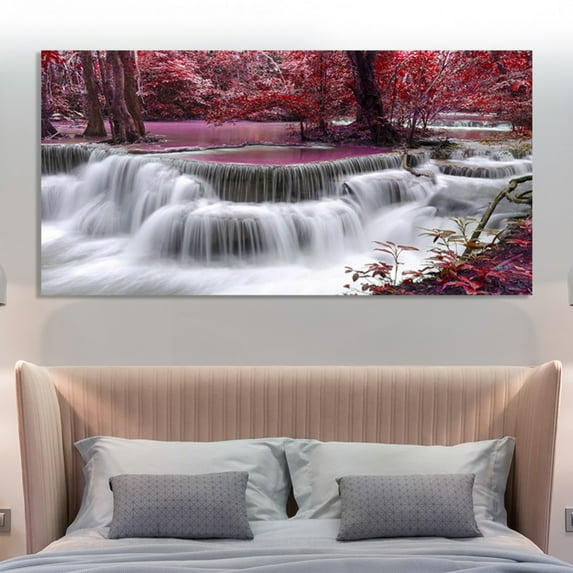 Green Forest Wall Art for Living Room Wall Decor Mountain Landscape Canvas Pictures 31x16 Vintage Sunrise Nature Tree Scenery Prints Painting Frameless Artwork for Office Home Decoration