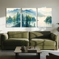 thumbnail image 1 of Green Forest Wall Art Set Nature Landscape Painting Canvas Prints for Living Room - 12"x16"x3 Piece Lake Sence Pictures Bedroom Office Modern Home Decor, 1 of 7