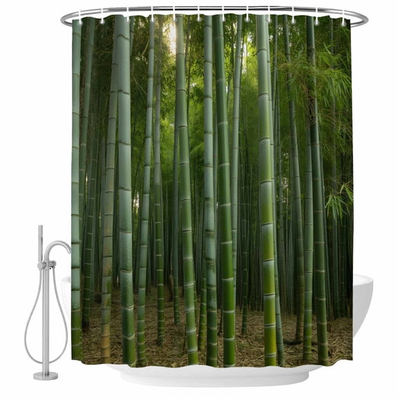 Green Forests Shower Curtain for Bathroom, Nature Landscapes Lush Plant Spring Waterproof Cloth Fabric Bathroom Accessories Set with 9 Rust Proof Plastic Hooks, 36"x72"