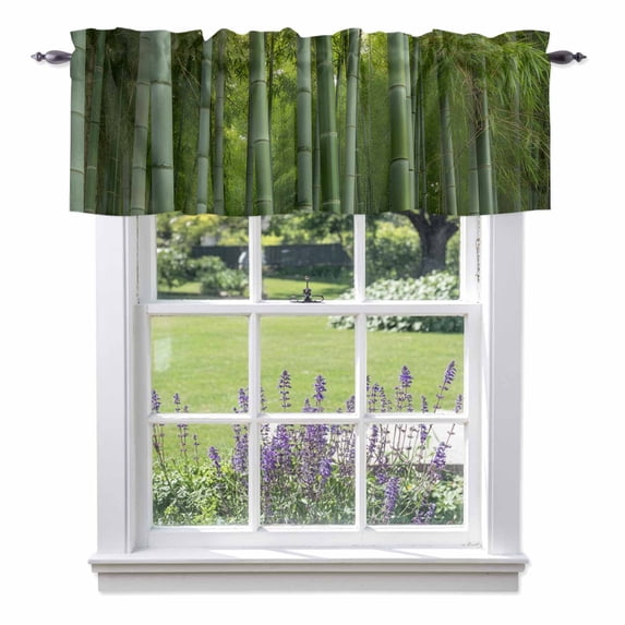 Green Forests Valance Curtain Nature Landscapes Lush Plant Spring Window Valances Rod Pocket Short Curtains Window Treatments for Kitchen Bedroom Bathroom Laundry 42" x 12"