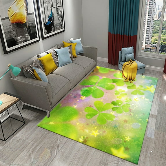 Green Four Leaf Clover Carpet Saint Patrick's Day Living Room Bedroom Bathroom Door Mats Home r Soft Doormat Non Slip Carpet