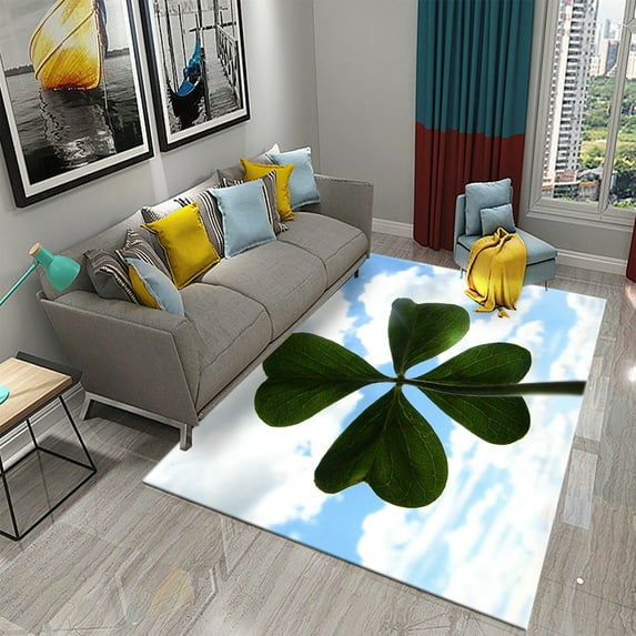 Green Four Leaf Clover Carpet Saint Patrick's Day Living Room Bedroom Bathroom Door Mats Home r Soft Doormat Non Slip Carpet