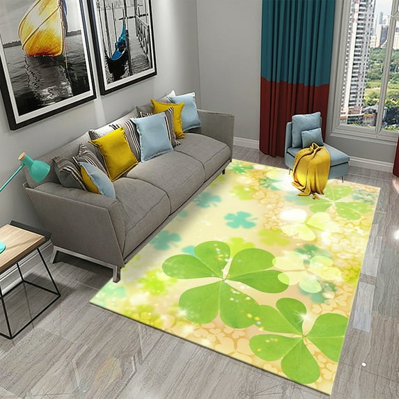 Green Four Leaf Clover Carpet Saint Patrick's Day Living Room Bedroom Bathroom Door Mats Home r Soft Doormat Non Slip Carpet
