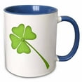 thumbnail image 1 of 3drose, Green Four Leaf Clover Illustration, 11oz Two-tone Blue Mug, 1 of 6