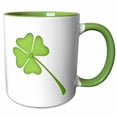 thumbnail image 1 of 3drose, Green Four Leaf Clover Illustration, 11oz Two-tone Green Mug, 1 of 6