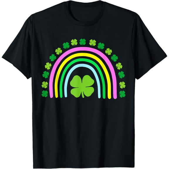 Green Four Leaf Clover Rainbow St Patrick's Day T-Shirt Shirts