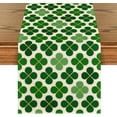 thumbnail image 1 of Green Four Leaf Clover Shamrocks St. Patrick''s Day Table Runner, Holiday Kitchen Dining Table Decoration Home Party Decor 13x72 Inch, 1 of 6