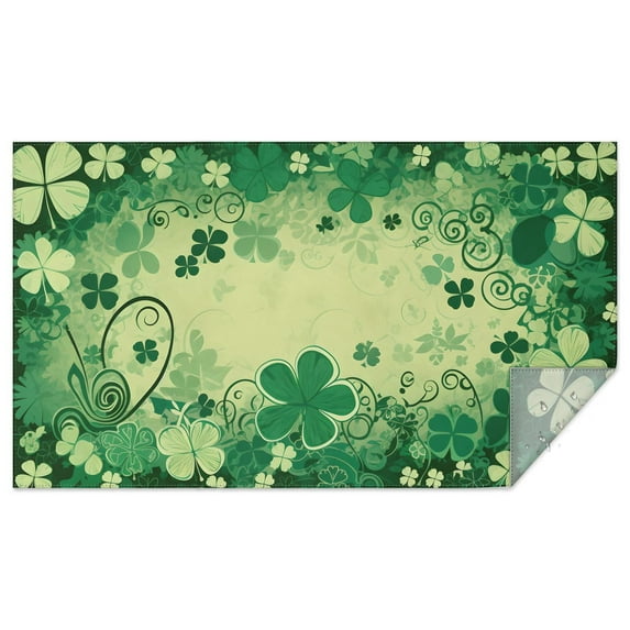 Green Four Leaf Clover Tablecloth Water Resistant Polyester Fabric Table Cloth for Kitchen Dining Holiday Dinner Stain-Resistant Table Covers Rectangle 60x102 Inch Wipeable Tabletop Cover