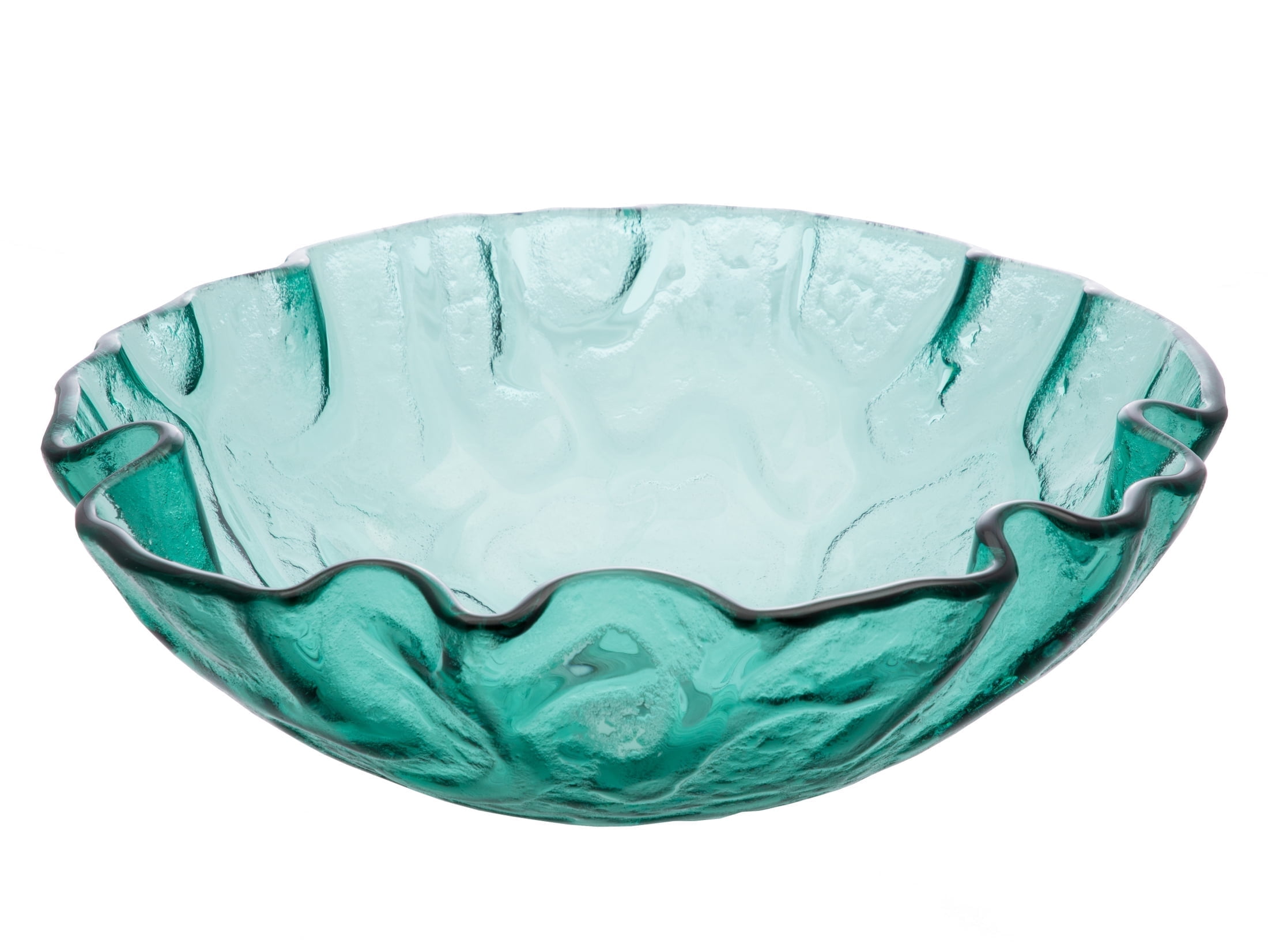 Green Textured Glass Above-Counter Round Vessel Sink