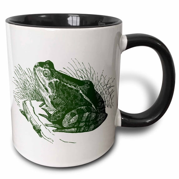 3drose, Green Frog, 11oz Two-tone Black Mug