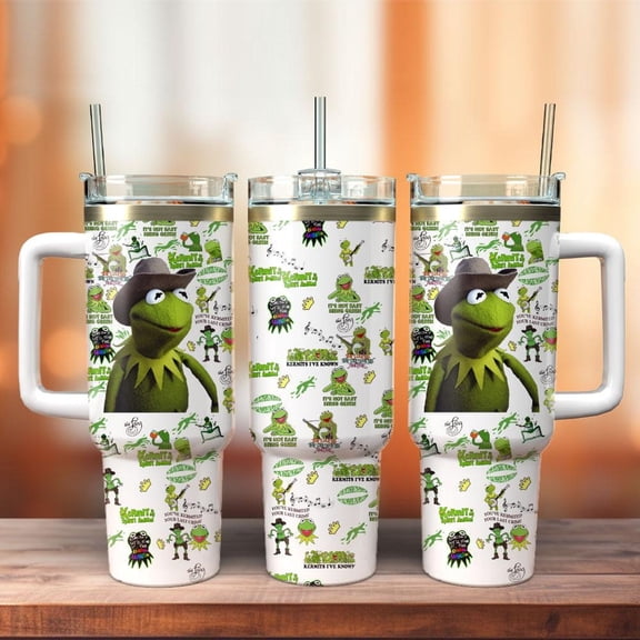 Green Frog 40oz Tumbler, Cute Frog Stainless Steel Travel Cup With Straw