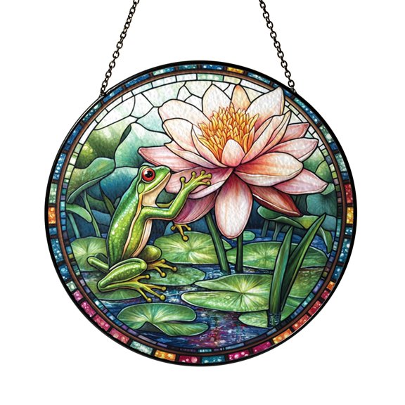 Green Frog Acrylic Window Decor – Nature Inspired Hanging