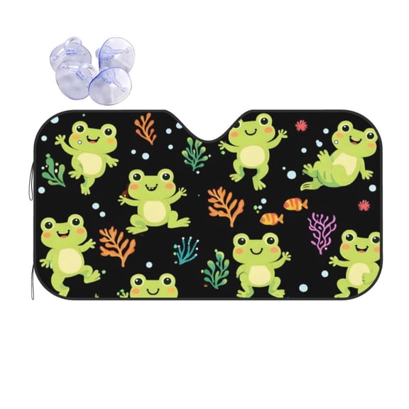 Green Frog Car Windshield Sun Shade Universal Fit Auto Sun Visor Protector