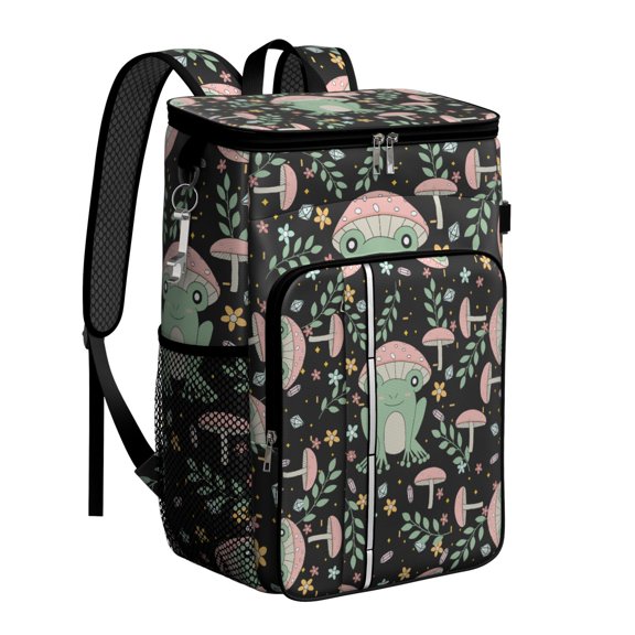 Green Frog Cartoon Design Backpack Cooler, Leakproof Insulated Cooler Bag, Waterproof Lunch Backpack for Forest Lovers, Travel, Camping, Picnic