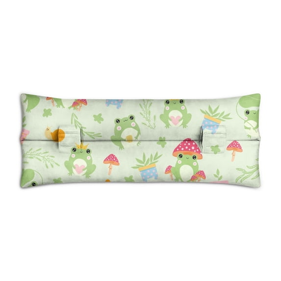 Green Frog Cartoon Print Seatbelt Pillow for Post-Surgery Comfort - Mastectomy Breast Surgery Heart Surgery Recovery Cushion with Soft Plush Fabric & Secure Straps (Nature Forest Pattern)