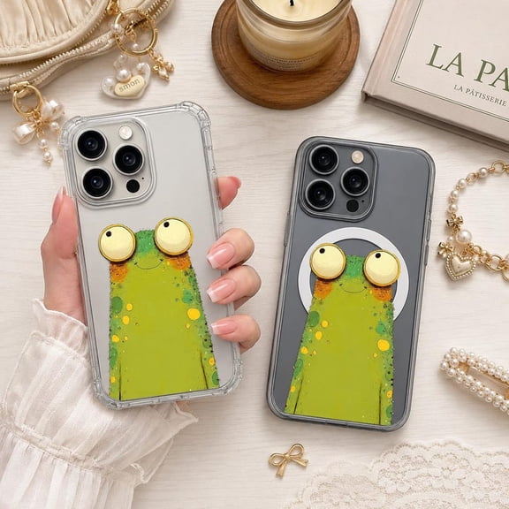Green Frog Clear Phone Case, Lightweight Protective TPU Cover