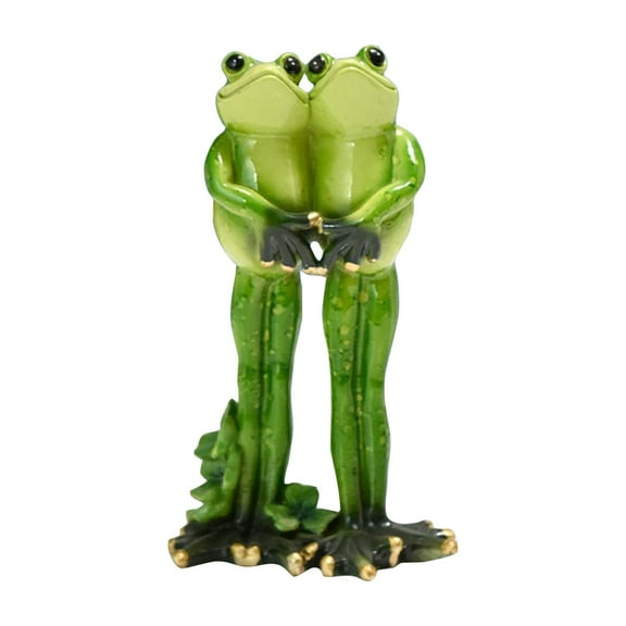 Green Frog Couple Sculpture, Creative Funny Desktop Decor, Cute Craftsmanship Home Office Bathroom Accent
