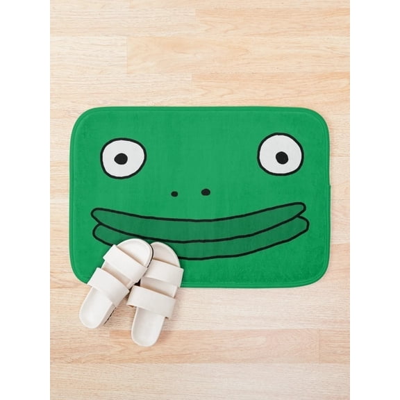 Green Frog Face Bath Mat, Rectangular Bathroom Floor Mat, 15.7 x 23.6 in or 19.7 x 31.5 in